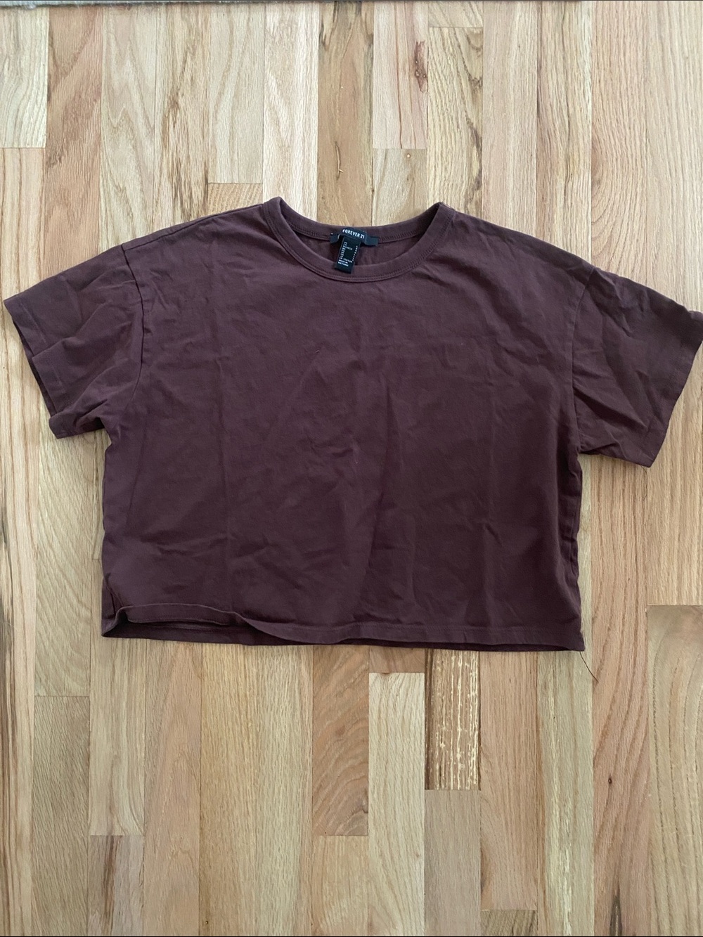 Forever 21 Chocolate Brown Cropped Tee